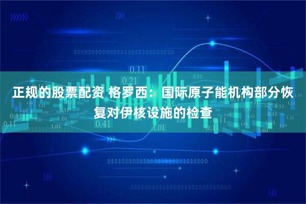 正规的股票配资 格罗西：国际原子能机构部分恢复对伊核设施的检查
